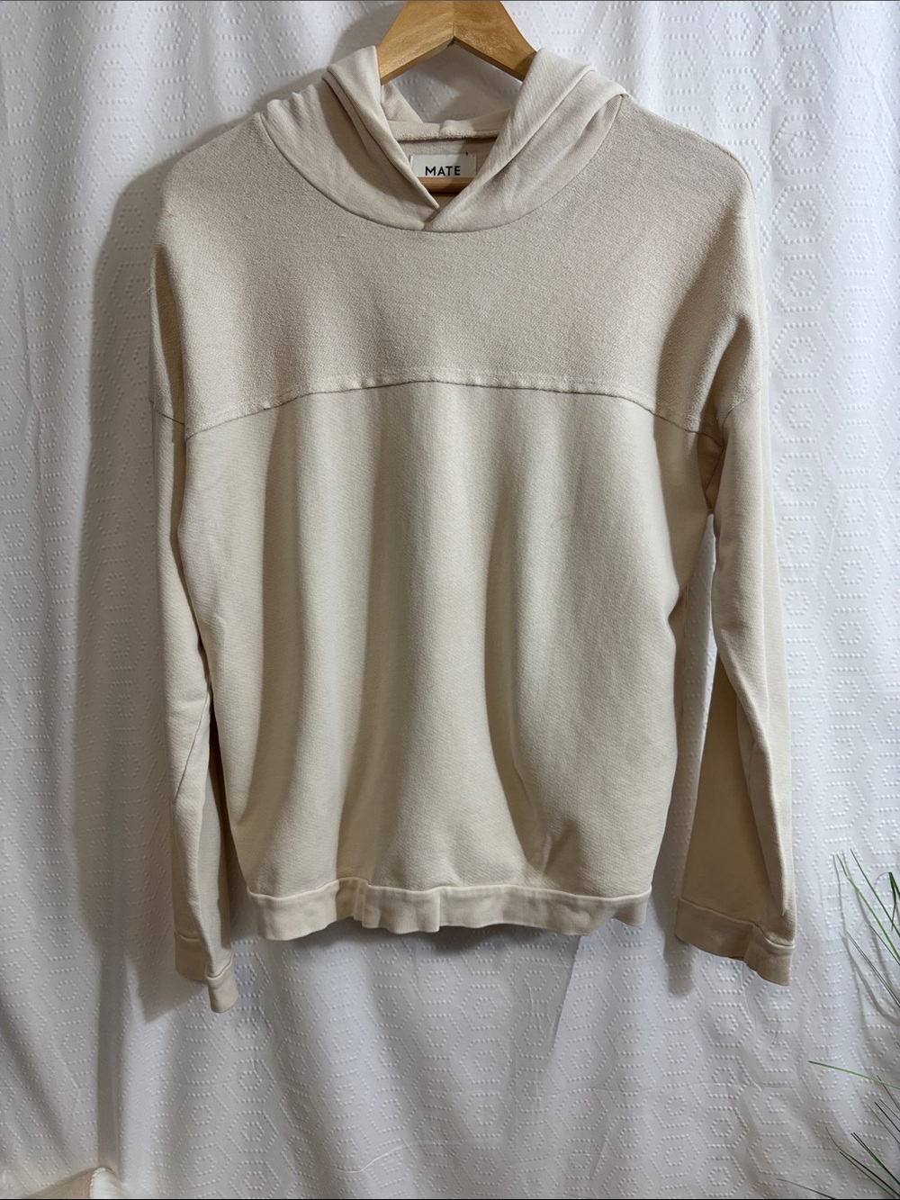 Mate the Label crop hoodie cream organic cotton